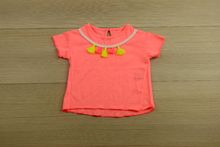 Розова детска блуза с къс ръкав - pompom  от 6 до 36 месечни