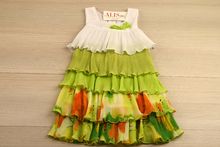Зелена  свежа ежедневна детска рокля  за 4 годишни