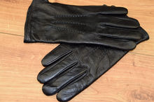Черни мъжки ръкавици естествена кожа код 009