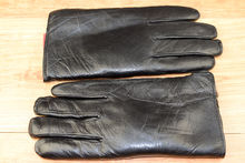 Черни мъжки ръкавици естествена кожа с дебела вата-код 0011