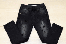 Черни дънки за момичета с перли  - 10057  от 4 до 12 г.
