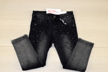 Черни дънки за момичета - 10058 -  от 4 до 12 г.