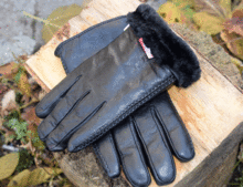 Черни мъжки ръкавици ЕСТЕСТВЕНА КОЖА с дебела вата- код 018
