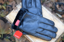 Черни мъжки ръкавици ЕСТЕСТВЕНА КОЖА с дебела вата- код 020