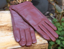 Дамски ръкавици в цвят бордо  ЕСТЕСТВЕНА КОЖА- код 047