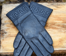 Тъмно сини ръкавици ЕСТЕСТВЕНА КОЖА- код 054