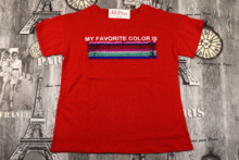 Червена дамска тениска с пайети  -552