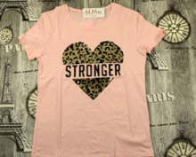 Розова дамска тениска със сърце  -А 110