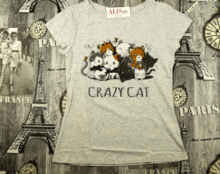 Сива дамска тениска CRAZY CAT-20009
