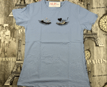 Синя дамска тениска с мигли -70883