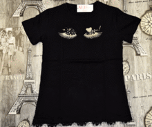 Черна дамска тениска с мигли -70883