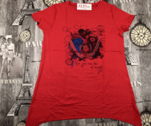 Червена дамска тениска/ туника -7076