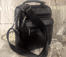 Черна мъжка чанта ЕСТЕСТВЕНА КОЖА - 7504