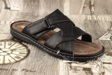 Черни мъжки чехли - 2650 - за широк крак