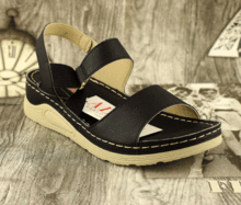 Черни стилни дамски сандали - 508078