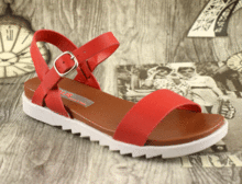 Червени ниски сандали - 088086