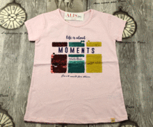 Бледо розова юношеска тениска за момичета - 30764 -  от 6 до 14г.