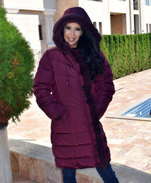 Дълго зимно дамско яке  в цвят бордо -Е19- от ХЛ до 5ХЛ