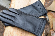 Черни дамски ръкавици ЕСТЕСТВЕНА КОЖА-код 071