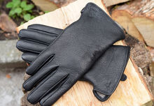 Черни мъжки ръкавици ЕСТЕСТВЕНА КОЖА-ЕЛЕНСКА-код 022