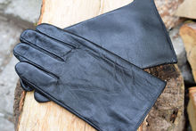 Черни мъжки ръкавици ЕСТЕСТВЕНА КОЖА големи размери-код 025