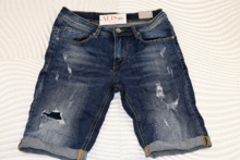 Мъжки къси дънки с кръпки - 528 - сини