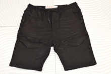 Мъжки дънки с ластик и странични джобове - 37688 - черни