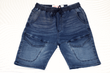 Мъжки къси дънки с ластик и странични джобове - 37688 - сини