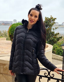 дамско зимно яке с качулка големи размери