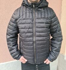 Голям размер мъжко яке в черно с качулка - 7307