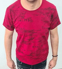 Мъжка тениска в червено с надписи ДО 5ХЛ