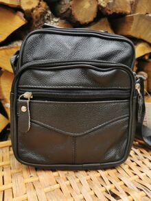 Мъжка чанта ЕСТЕСТВЕНА КОЖА-0988- черна