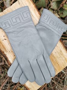 Дамски ръкавици ЕСТЕСТВЕНА КОЖА-светло сиви-К-115