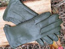 Дамски ръкавици ЕСТЕСТВЕНА КОЖА-тъмно зелени-К-113
