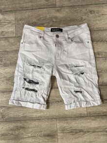 Модни мъжки къси дънки-бели-Х-9003